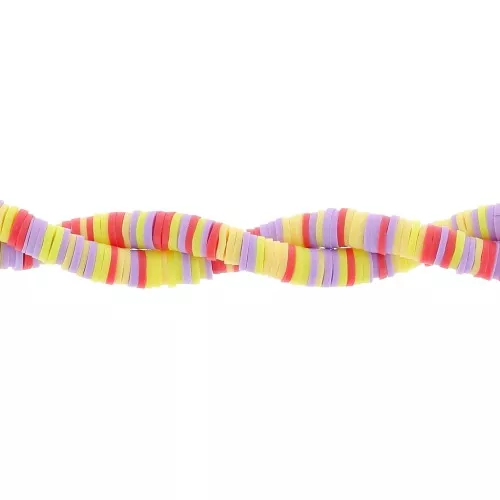 Cuentas arandalas Heishi 6x1 mm - Mix Amarillo - Lila - Rojo x39cm