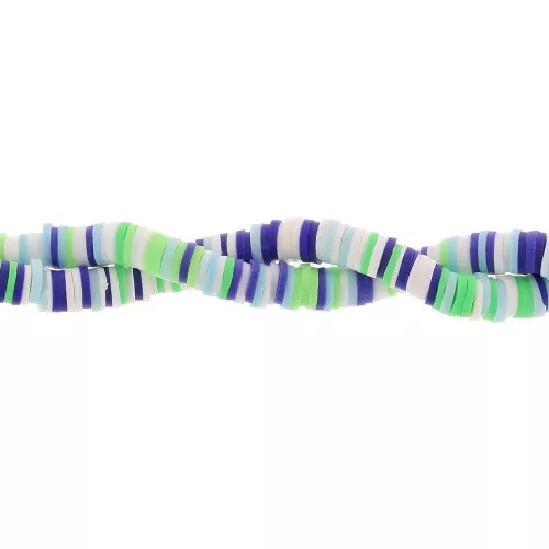 Cuentas arandalas Heishi 6x1mm Mix Verde - Blanco - Azul oscuro x39cm