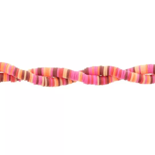 Cuentas arandalas Heishi 6x1 mm - Mix Naranja - Rosa - Rojo x39cm