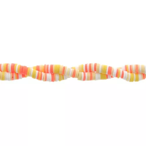 Cuentas arandalas Heishi 6x1 mm - Mix Naranja - Amarillo - Blanco x39cm
