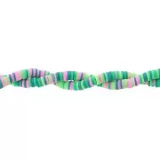 Cuentas arandalas Heishi 6x1 mm - Mix Multi-verde - Rosa x39cm