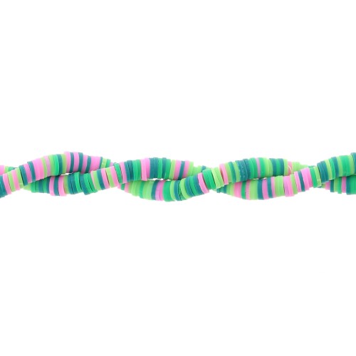 Cuentas arandalas Heishi 6x1 mm - Mix Multi-verde - Rosa x39cm
