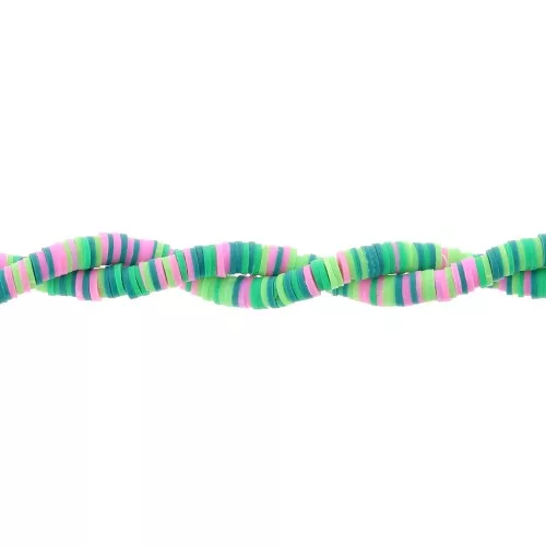 Cuentas arandalas Heishi 6x1 mm - Mix Multi-verde - Rosa x39cm