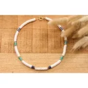 Cuentas de arcilla polimérica Heishi 6x1 mm - Mix Verde - Morado - Blanco x39cm