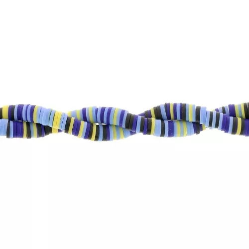 Cuentas arandalas Heishi 6x1 mm - Mix Multi-azul - Amarillo x39cm