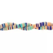 Cuentas arandalas Heishi 6x1 mm - Mix Azul Oscuro - Salmón x39cm