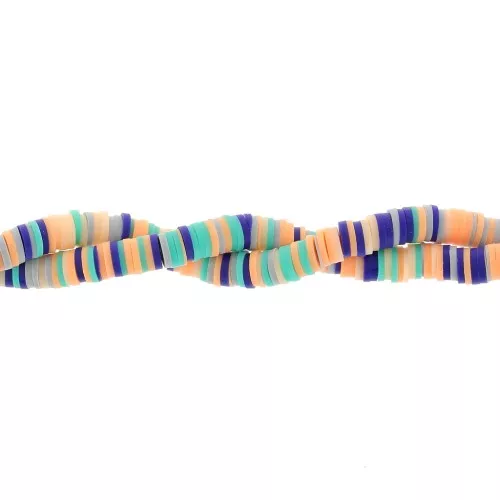 Cuentas arandalas Heishi 6x1 mm - Mix Azul Oscuro - Salmón x39cm