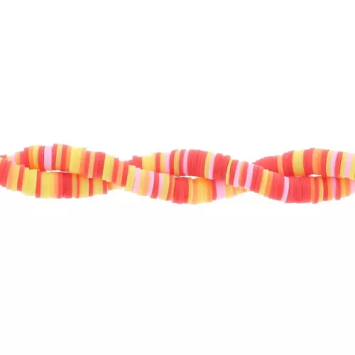 Cuentas arandalas Heishi 6x1 mm - Mix Rojo - Rosa - Amarillo x39cm