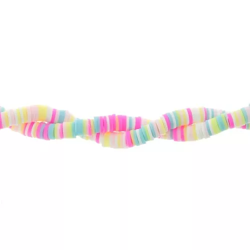 Cuentas arandalas Heishi 6x1mm Mix Rosa fluorescente - Blanco - Amarillo x39cm