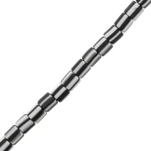 Cuentas de tubo de arcilla polimérica estilo Heishi 6x6 mm - Blanco - Negro a rayas x40cm