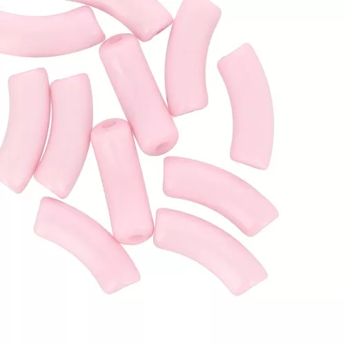 Cuentas tubo curvadas 35x11 mm en acrílico opaco - Rosa pálido x6