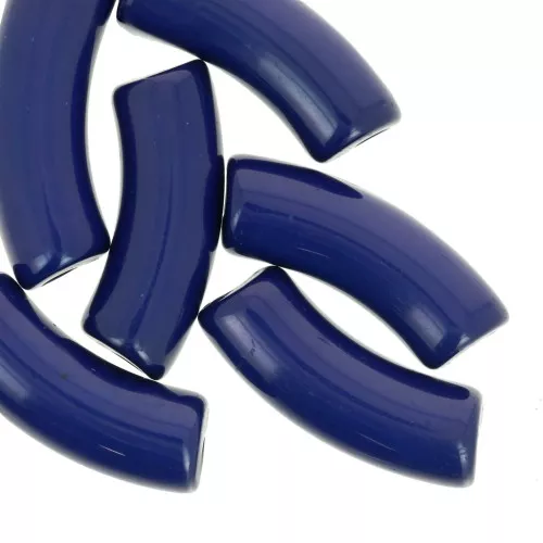 Cuentas tubo curvadas 35x11 mm en acrílico opaco - Azul oscuro x6