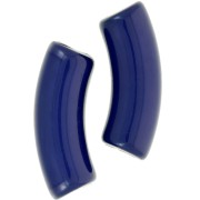 Cuentas tubo curvadas 35x11 mm en acrílico opaco - Azul oscuro x6