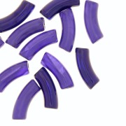 Cuentas acrílicas transparentes 35x11 mm tubo curvado - Azul Berenjena Mármol x6