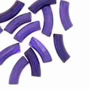 Cuentas acrílicas transparentes 35x11 mm tubo curvado - Azul Berenjena Mármol x6