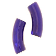 Cuentas acrílicas transparentes 35x11 mm tubo curvado - Azul Berenjena Mármol x6