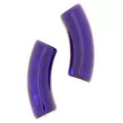 Cuentas acrílicas transparentes 35x11 mm tubo curvado - Azul Berenjena Mármol x6