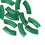 Cuentas de tubo curvadas 35x11 mm en acrílico transparente - Verde oscuro jaspeado x6