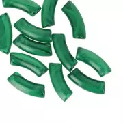 Perles tube incurvé en acrylique transparente 35x11 mm - Marbré Vert foncé x6
