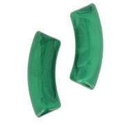 Cuentas tubulares curvas de acrílica  transparente 35x11 mm - Verde oscuro jaspeado x6