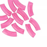 Cuentas acrílicas transparentes 35x11 mm tubo curvado - Mármol Rosa Oscuro x6
