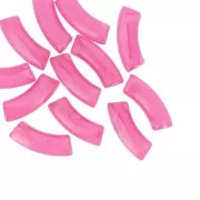 Perlas de tubo curvo de acrílica  transparente 35x11 mm - Mármol Rosa oscuro x6