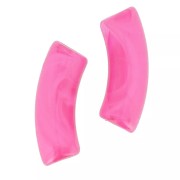 Perlas de tubo curvo de acrílica  transparente 35x11 mm - Mármol Rosa oscuro x6