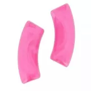 Perlas de tubo curvo de acrílica  transparente 35x11 mm - Mármol Rosa oscuro x6