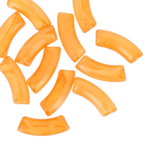 Perlas de tubo curvado en acrílica  transparente 35x11 mm - Mármol amarillo x6