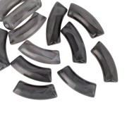 Cuentas tubulares curvas de acrílica  transparente 35x11 mm - Negro jaspeado - Blanco x6|raw }}