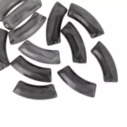 Cuentas tubulares curvas de acrílica  transparente 35x11 mm - Negro jaspeado - Blanco x6