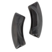 Cuentas tubulares curvas de acrílica  transparente 35x11 mm - Negro jaspeado - Blanco x6