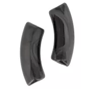 Cuentas tubulares curvas de acrílica  transparente 35x11 mm - Negro jaspeado - Blanco x6