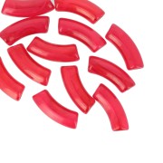 Cuentas acrílicas transparentes 35x11 mm tubo curvo - Red Marble x6