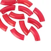 Cuentas acrílicas transparentes 35x11 mm tubo curvo - Red Marble x6