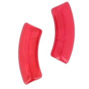 Cuentas acrílicas transparentes 35x11 mm tubo curvo - Red Marble x6