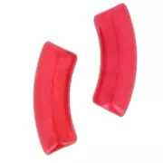 Perlas de tubo curvado en acrílica  transparente 35x11 mm - Mármol rojo x6