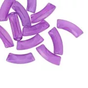 Cuentas acrílicas transparentes 35x11 mm tubo curvo - Violeta jaspeado x6