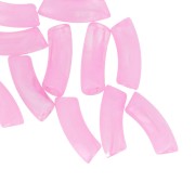Cuentas acrílicas transparentes 35x11 mm tubo curvo - Rosa claro jaspeado x6