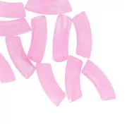 Cuentas acrílicas transparentes 35x11 mm tubo curvo - Rosa claro jaspeado x6
