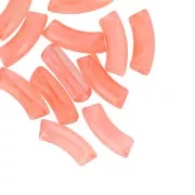 Cuentas acrílicas transparentes 35x11 mm tubo curvo - Coral jaspeado x6