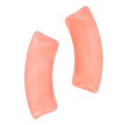 Cuentas de tubo curvado en acrílica  transparente 35x11 mm - Coral jaspeado x6