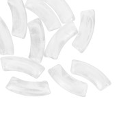 Tubo curvado 35x11 mm acrílico transparente - Jaspeado Transparente - Blanco x6