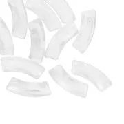 Tubo curvado 35x11 mm acrílico transparente - Jaspeado Transparente - Blanco x6