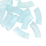 Cuentas de tubo curvadas 35x11 mm en acrílico transparente - Azul claro jaspeado x6