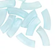 Perlas de tubo curvado de resina transparente 35x11mm - Azul claro jaspeado x6