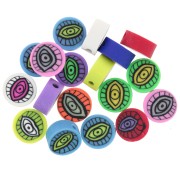 Surtido de cuentas redondas - motivo ojo - arcilla polimérica 9 mm - Multicolor fluo x10|raw }}