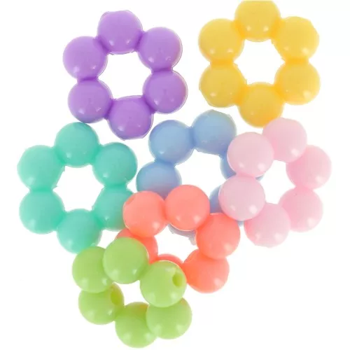 Juego de cuentas de flores de resina opacas de 15 mm - Colores pastel multicolores x20