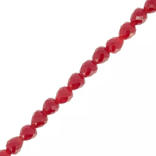 Perlas de vidrio facetadas 4x4mm - Rojo oscuro x43cm