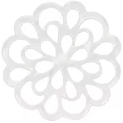 Entrepieza de flores de acetato de 23 mm - Blanco nacarado x1
